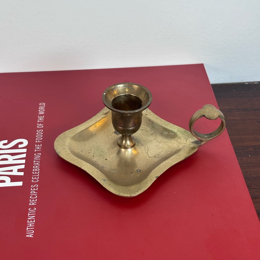 Brass Vintage Candle Holder Square